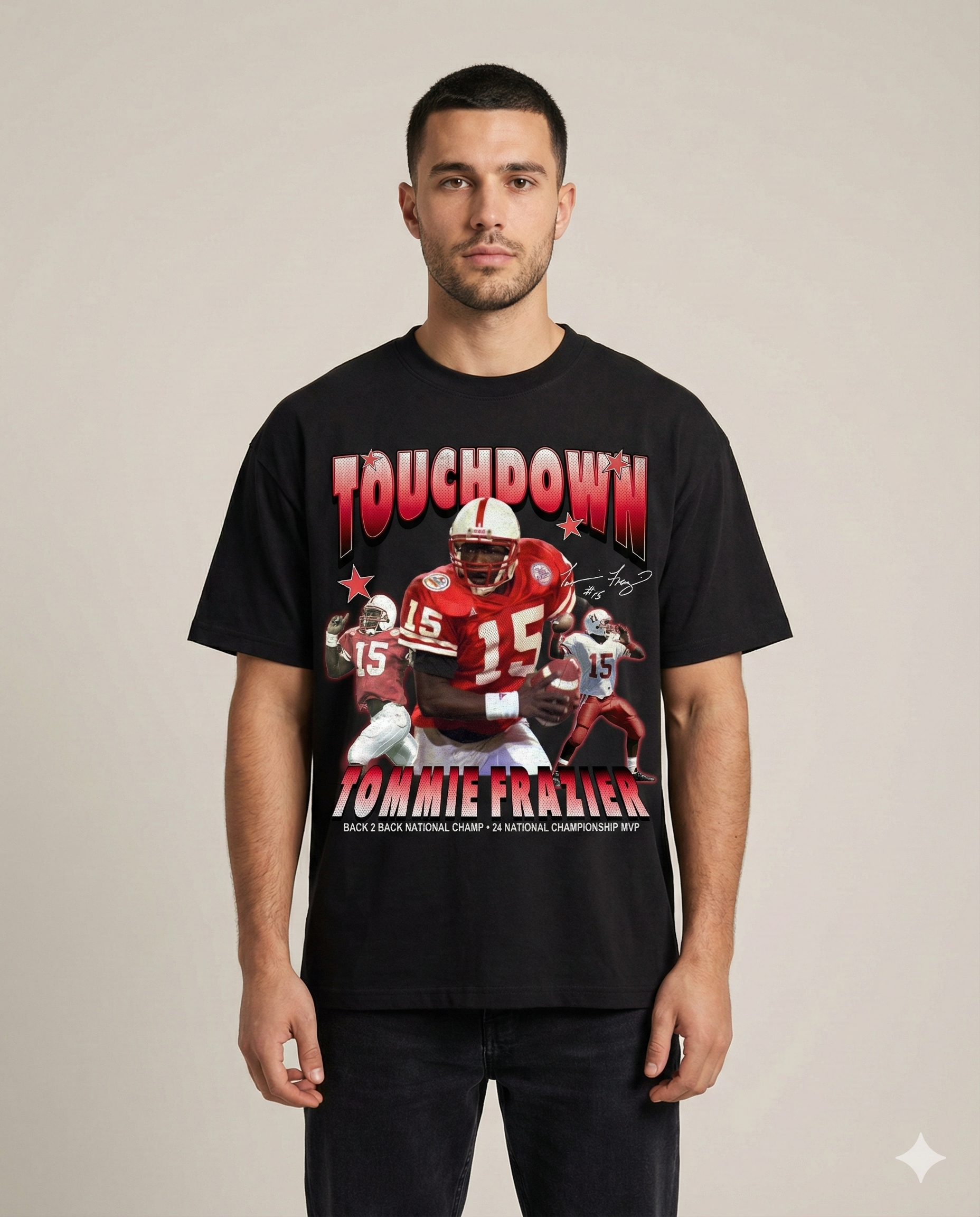 Touchdown Tommie Tee - Black | Nebraska Tee | We're Back Co.