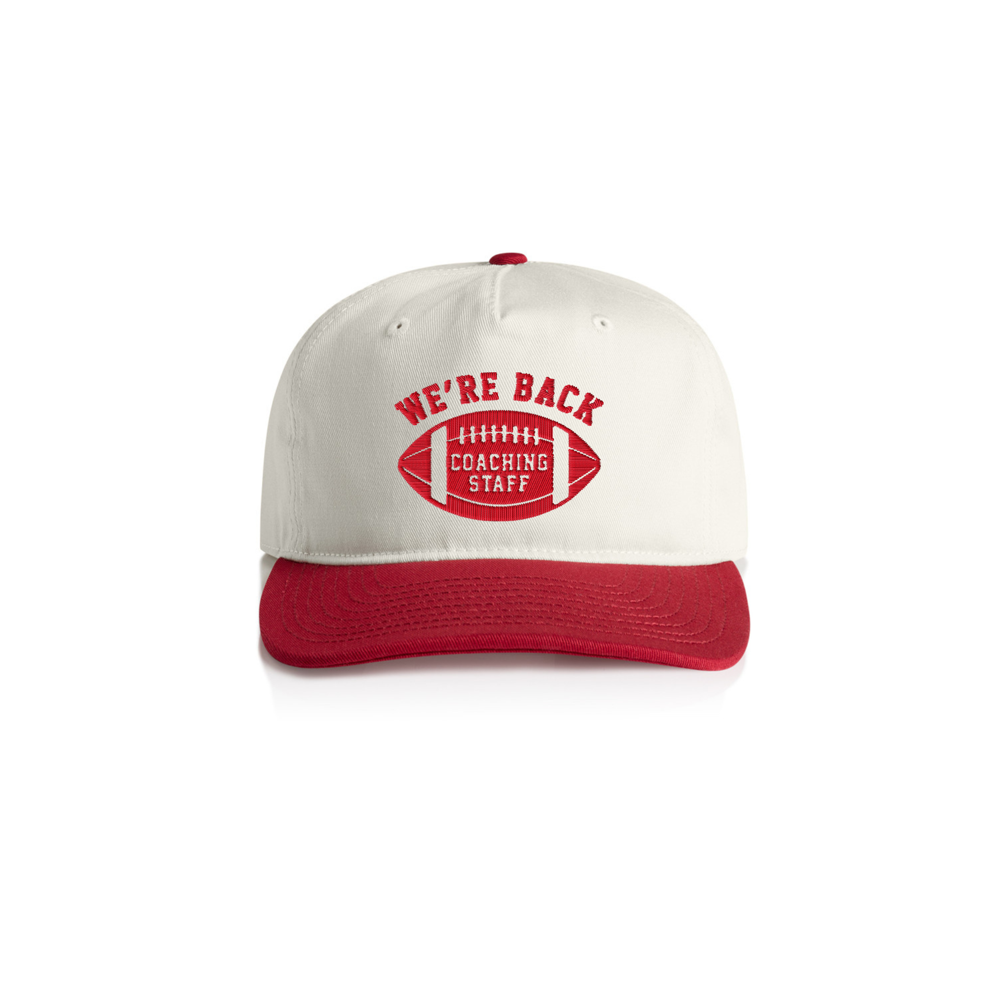Coaching Staff 5-Panel Cap – Cream/Red - Nebraska Hat | We're Back Co.