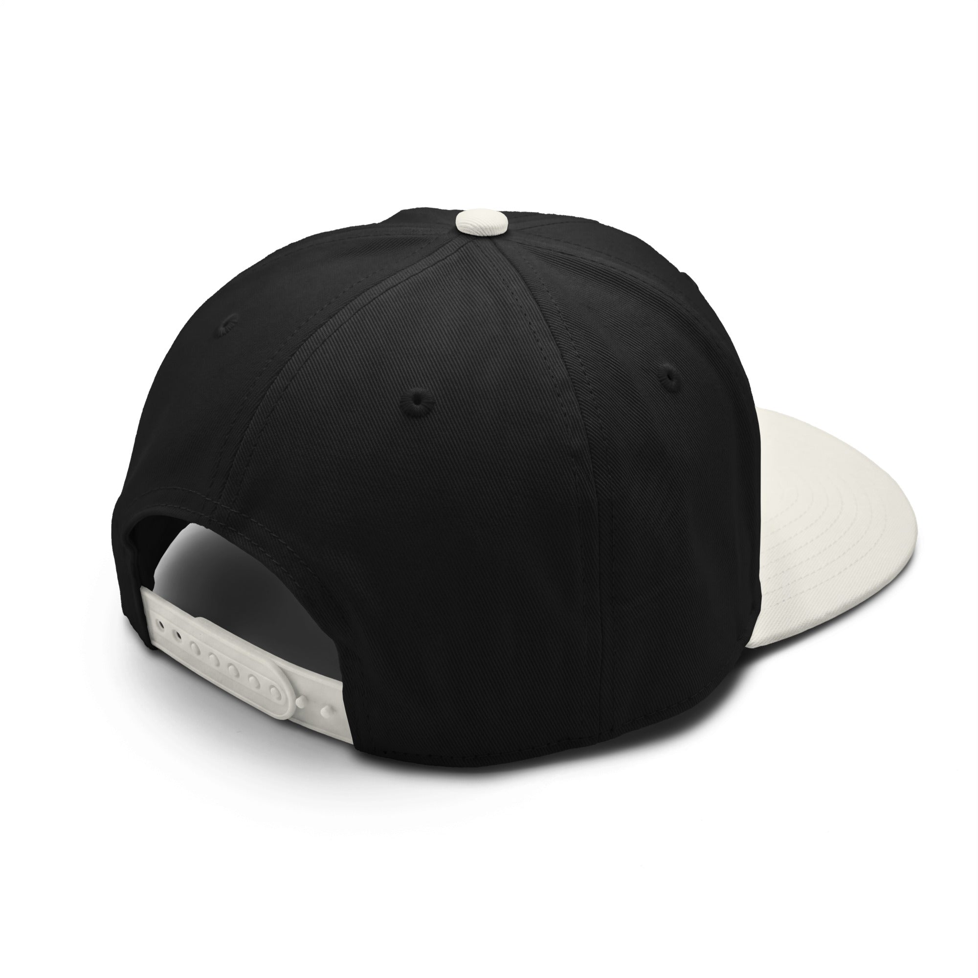 Black-and-natural Bones Two-Tone Hat angled back view with snapback closure