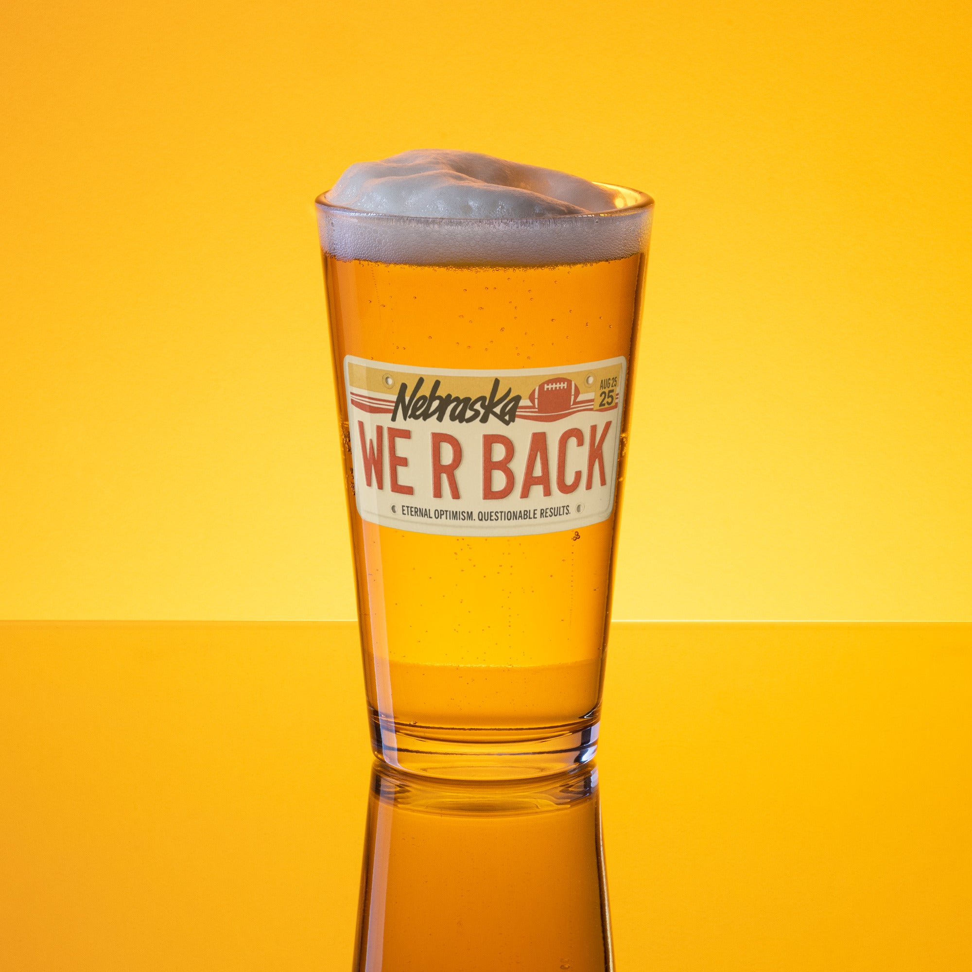 WE R BACK License Plate Pint Glass