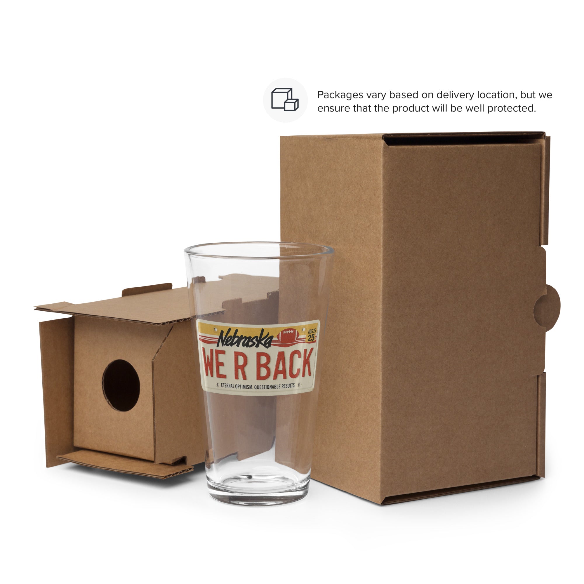 WE R BACK License Plate Pint Glass