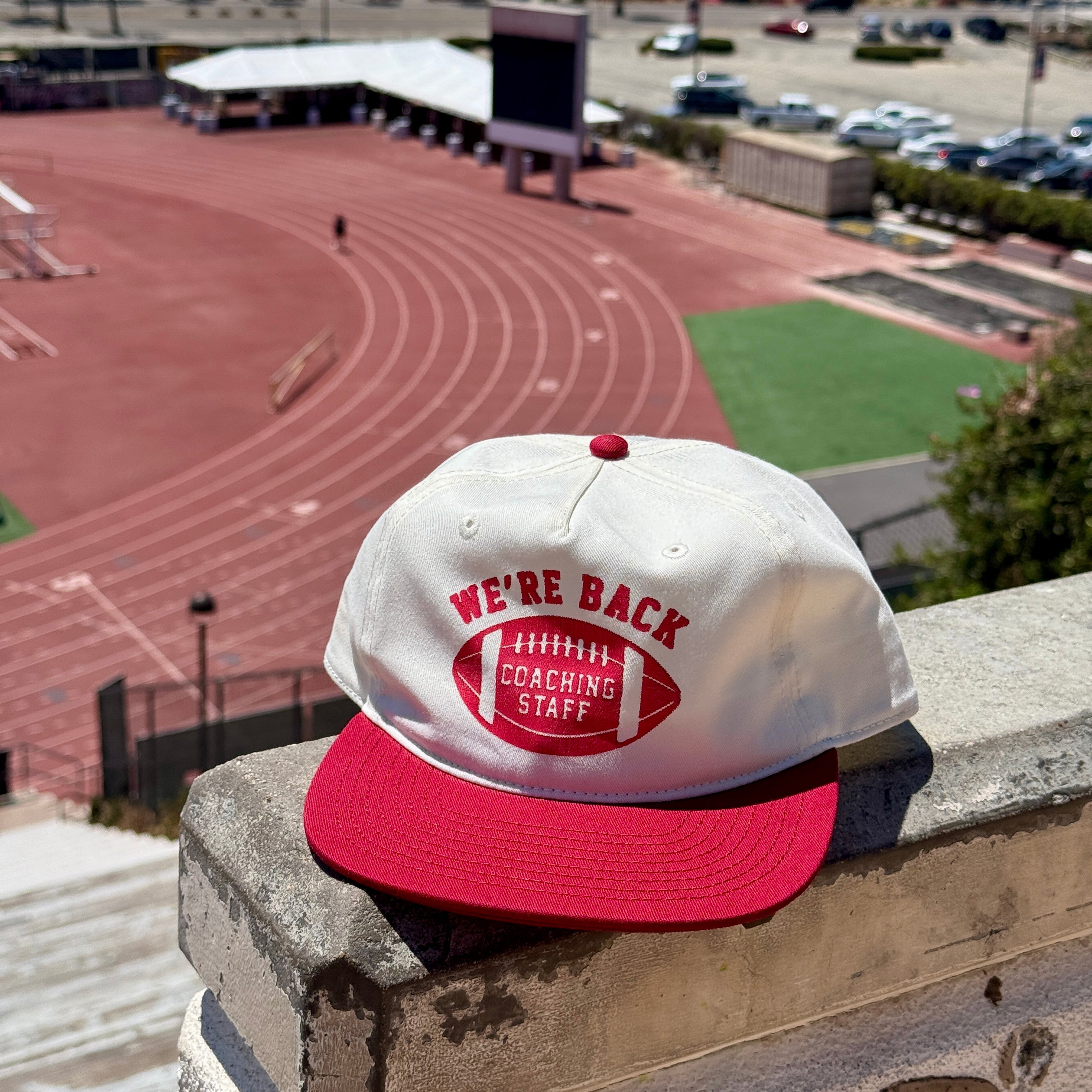 Coaching Staff 5-Panel Cap  – Cream/Red - Nebraska Hat - Back View | We're Back Co.