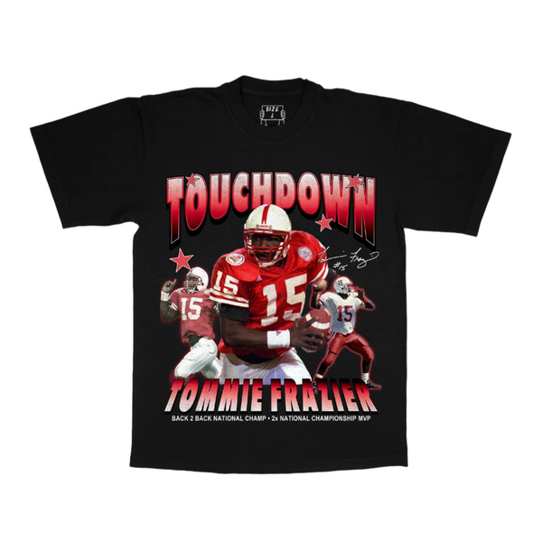 Touchdown Tommie Tee - Black | Nebraska Tee | We're Back Co.