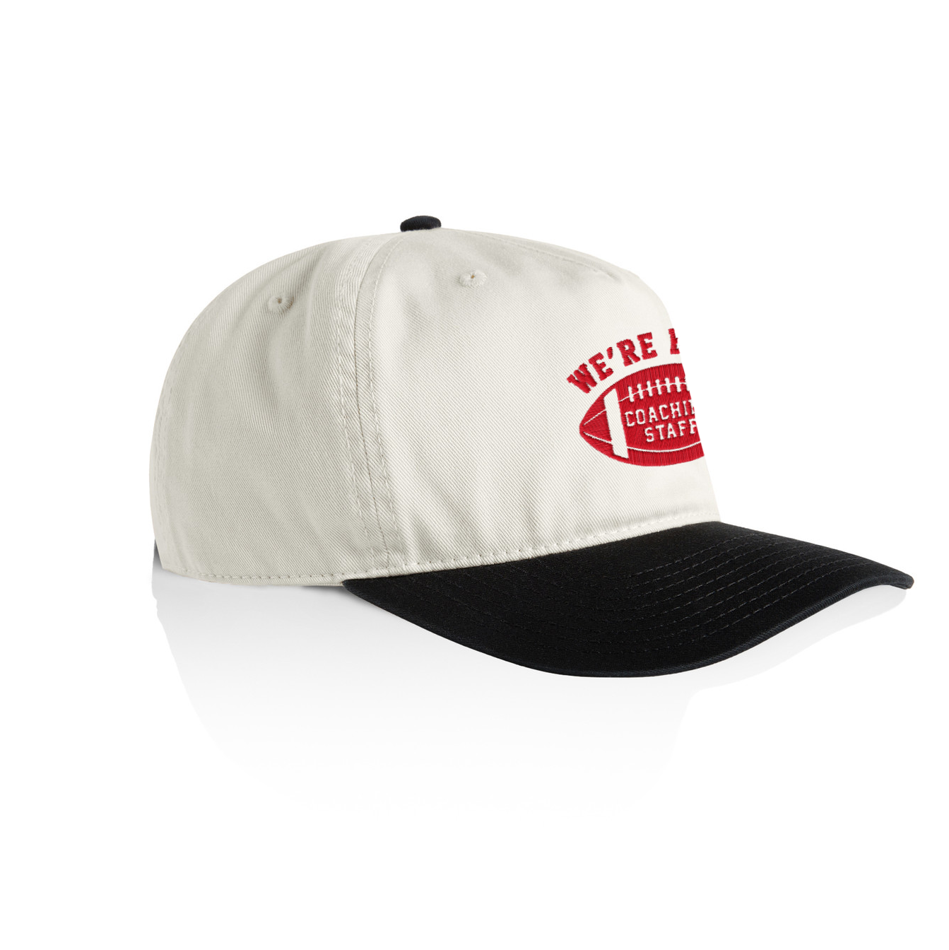 Coaching Staff 5-Panel Cap  – Cream/Black - Nebraska Hat - Back View | We're Back Co.