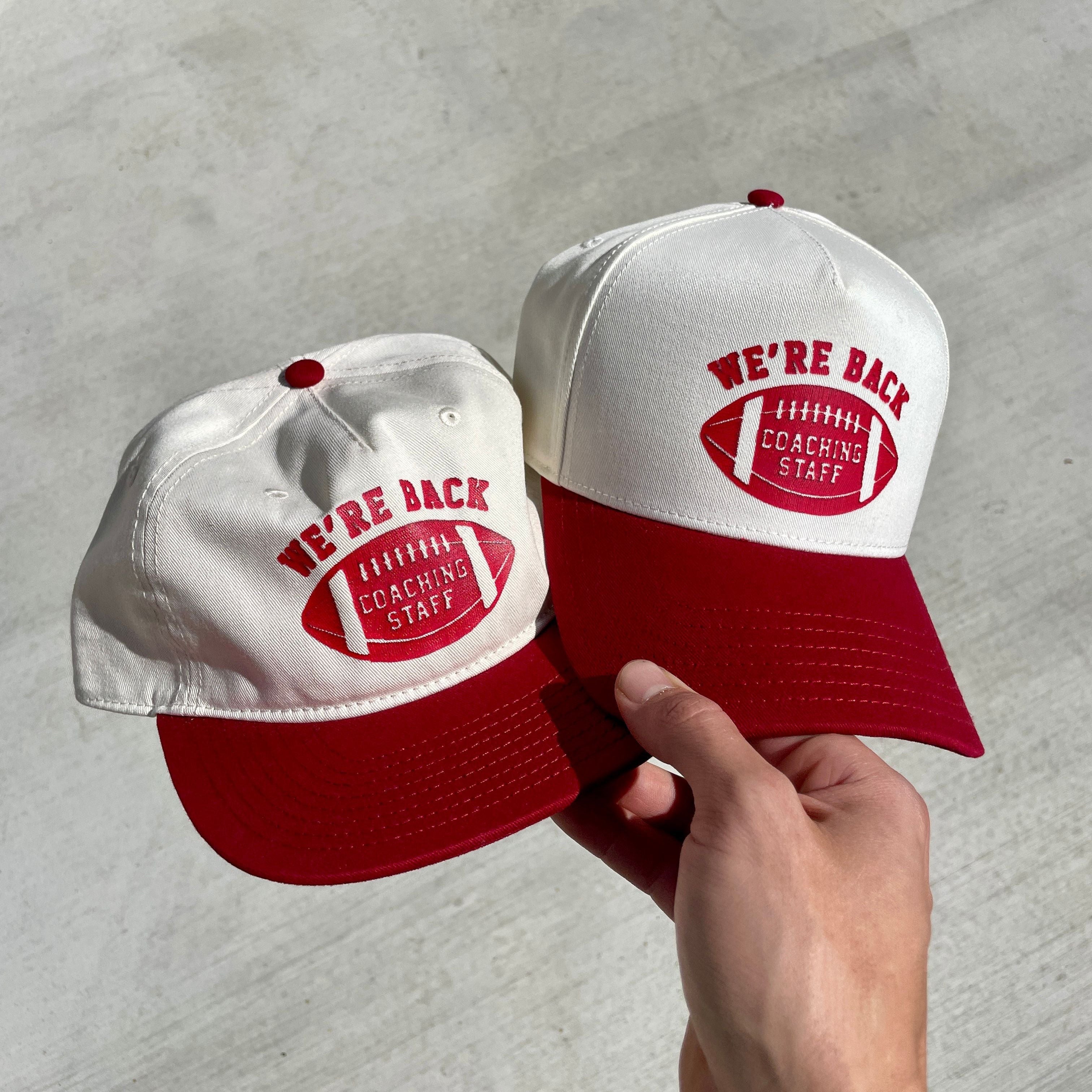 Coaching Staff 5-Panel Cap  – Cream/Red - Nebraska Hat - Detail | We're Back Co.