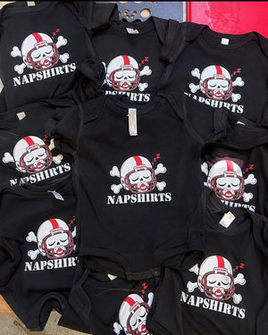 Napshirts Onesie production flat lay
