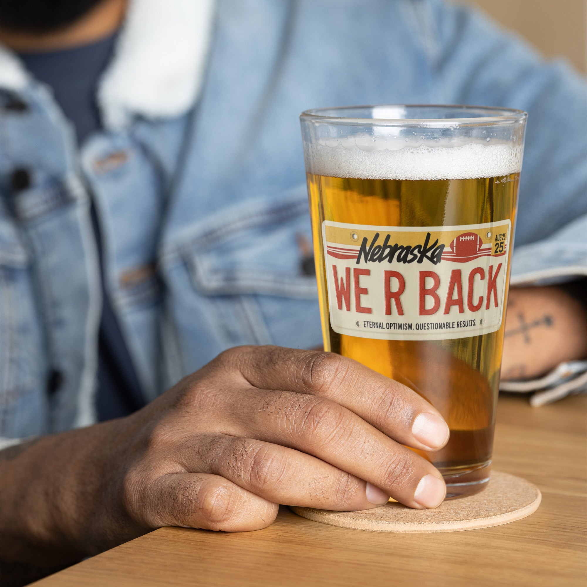 WE R BACK License Plate Pint Glass