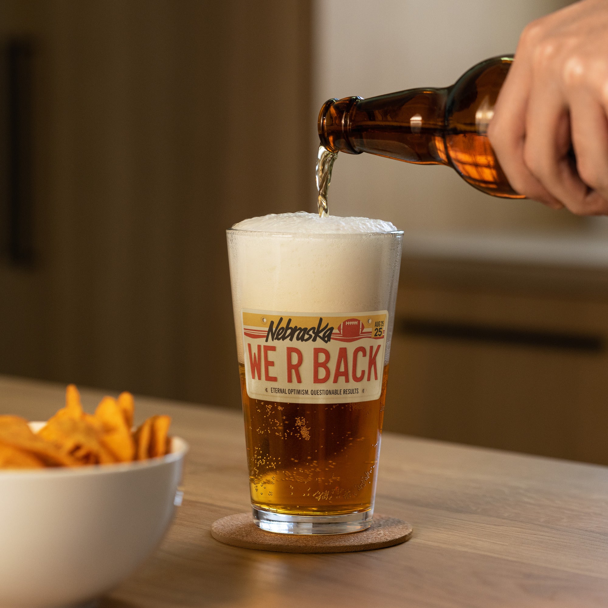 WE R BACK License Plate Pint Glass