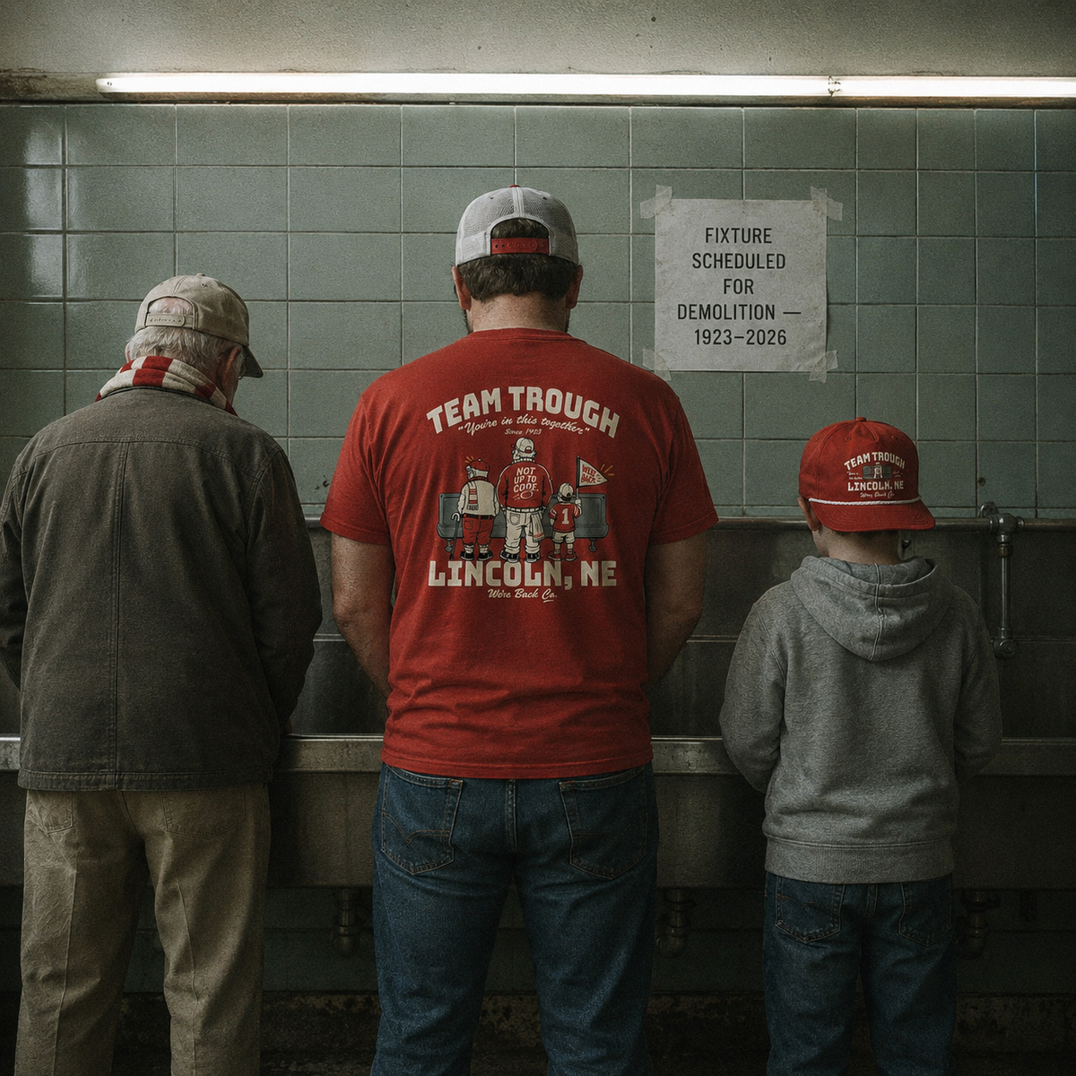 Three generations at the trough wearing Team Trough gear