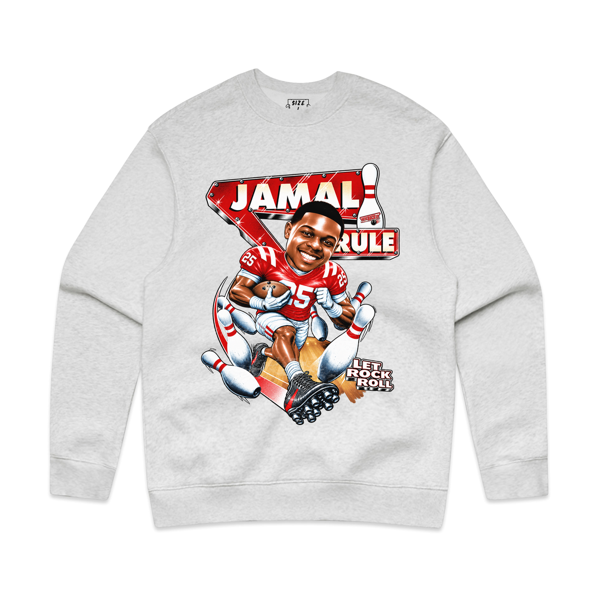 Closer view of the supplied Heather Grey crewneck product image.