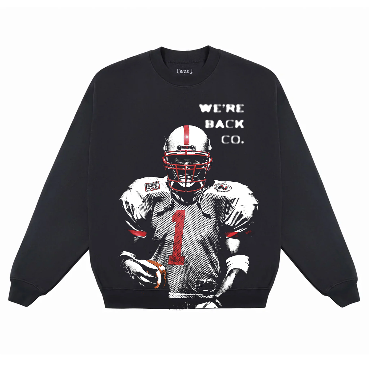 Front view of the Low Profile Crewneck in Jet Black.